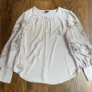 Ann Taylor White Embellished Relaxed Blouse